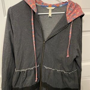 Matilda Jane Gray Jacket with Pink Patterned Hood